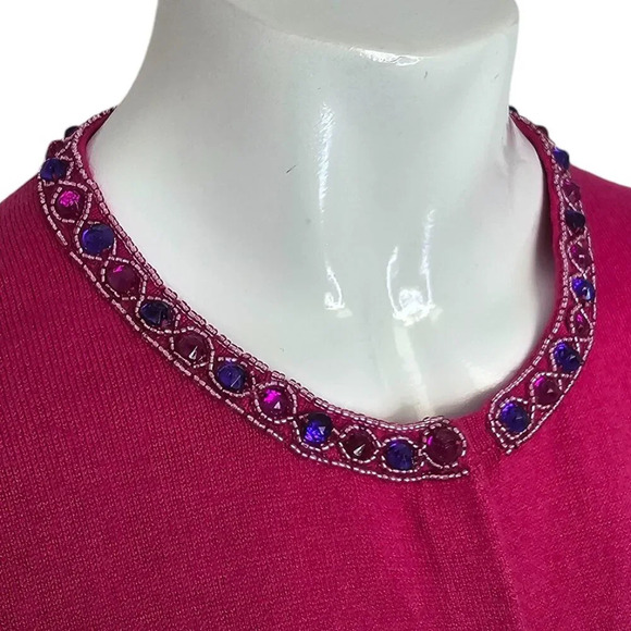 Tibi Womens Silk Angora Jewelled Button Front Cardigan Size Medium 3/4 Sleeve - Picture 4 of 8